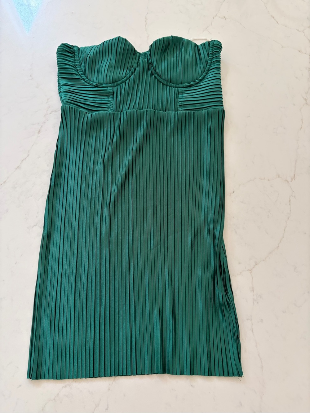 Hello Molly Emerald Strapless Pleated Midi Dress
